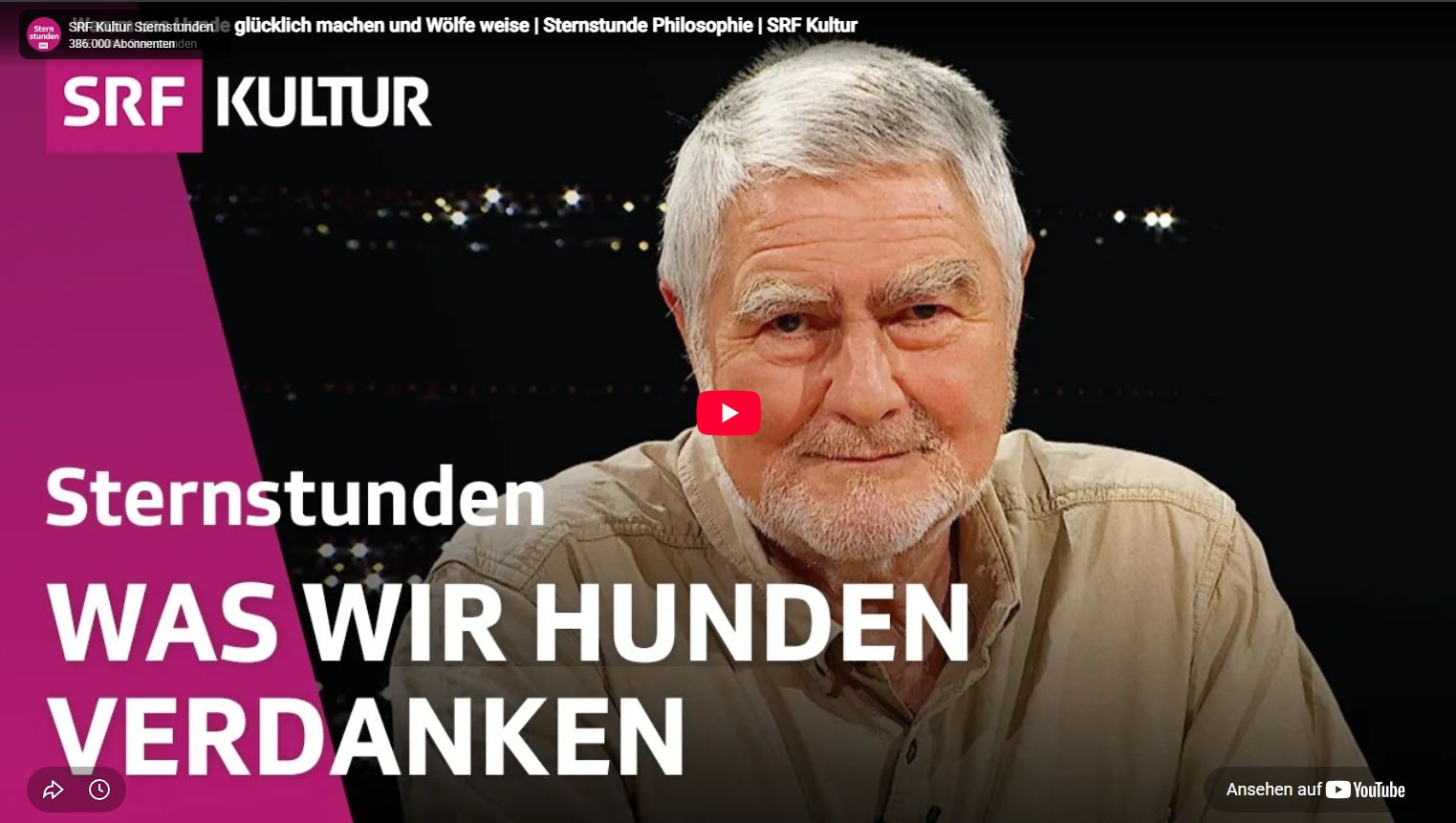 Warum uns Hunde glücklich machen und Wölfe weise | Sternstunde Philosophie | SRF Kultur